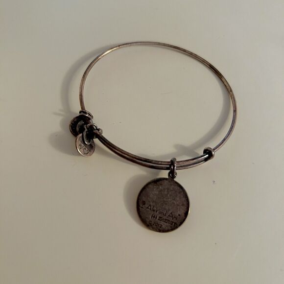 Alex and Ani Bracelet Bangle Silver Fleur De Lis Charm Circle Expandable Wire - Picture 4 of 5